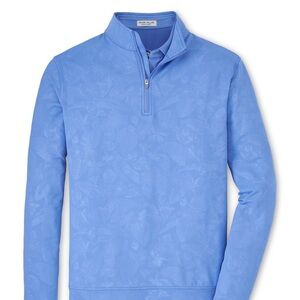 Peter Millar Men's Bonnet Perth Shadow Stripe Floral Perf Quarter-Zip Size M EUC